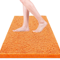 Bathroom Rugs Super Absorbent Thick Machine Washable Non-Slip Solid Pattern Orange Bath Mat