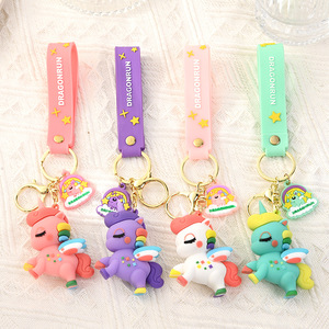 Woman Girls Gift <b>Charm</b> Pendant Decor Kawaii Unicorn Keychain Unicorn Horse Keychain 3D Rubber Key Chains PVC <b>Keyring</b> - Product Image 1