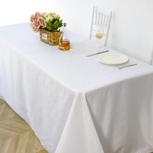 Özel 90x132 inç dikdörtgen anti-leke Polyester masa örtüsü beyaz Polyester masa örtüsü düğün parti ziyafet için - Product Image 2