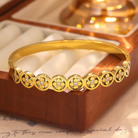 Bracelets pour femmes en acier inoxydable de haute qualité plaqués or 18 carats avec incrustation de zircon, trèfle à quatre feuilles de 8 mm, bijoux classiques à la mode
