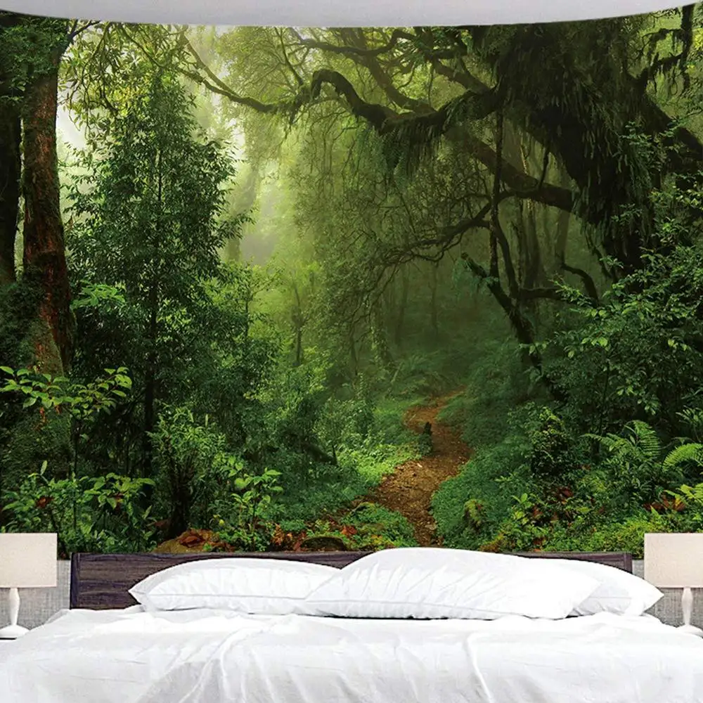 Custom Living Room Bedroom Wall Hanging Bohemian Hippe Tapestry Forest Tapestry