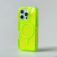 Coque transparente couleur néon pour iPhone 17 Pro 16 Pro Max 15 14 13 12, compatible charge sans fil, protection antichoc 3-en-1