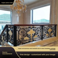 Rampe d'escalier courbée en laiton de style européen pour villa, garde-corps rotatif d'intérieur en alliage d'aluminium de luxe léger