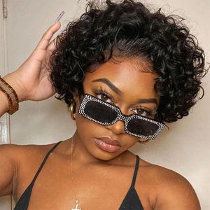 Hot Sale Short Pixie Cut Lace Part Human <b>Hair</b> Wig Cheap Price Natural Black Color Wave Wigs for Black Women - Product Image 4
