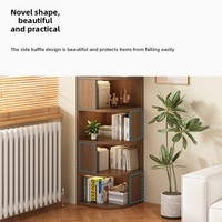 Meuble d'angle sur pied, étagère triangulaire rétractable en pierre, design minimaliste moderne, pour salon et chambre