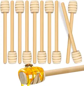 Ahşap bal kepçe çubukları, bal kavanozu dağıtım karıştırma karıştırıcı için 3 inç Mini bal kaşığı