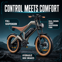 Vélo de montagne électrique pour adultes, M20 48V 1000W, 7 vitesses, moteur arrière haute vitesse, batterie au lithium, suspension intégrale, Fatbike