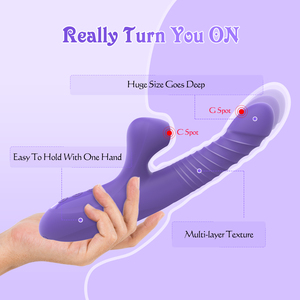 Silicone Femelle Sex Toy <span class=keywords><strong>Lesbienne</strong></span> Poussée Télescopique Sucer Spinning Gode Clitoris G Dot Lapin Vibrateur IPX7 Étanche Chauffage - Product Image 3