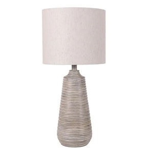 Lampe de table en résine noire et blanche antique avec abat-jour en lin conique pour la décoration intérieure et la rénovation - Product Image 4