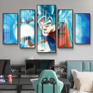 Impressions HD 5 pièces, dessin animé Dragon Ball Goku, impression murale abstraite, toile d'art