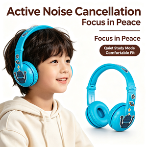 BuddyPhones Kids Auriculares Bluetooth con cancelación de ruido, auriculares estéreo inalámbricos para estudio en computadora y juegos infantiles - Product Image 1