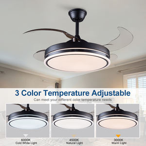 Ventilateur Lampe Invisible Lumière De Luxe Chambre Lumière Ventilateur De Plafond Grand Vent Ménage Smart Restaurant Ventilateur Électrique Lustre - Product Image 4