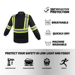 構造Hi Viz長袖安全シャツソフト肌にやさしい素材360 ° 反射カバー安全作業服シャツ - Product Image 6