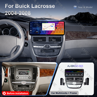 Lecteur DVD de voiture Android 12,3 pouces avec cadre en plastique et kit de câblage pour Buick LaCrosse 2004-2008, noir mat avec garniture argentée