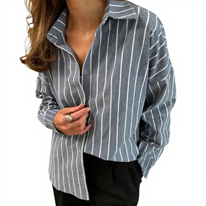 Herbst Winter Neuer Stil Gestrickter Lässiger Langarm-Cardigan Mantel für Damen Gestreiftes Hemd Anti-Pilling Damenkleidung - Product Image 4