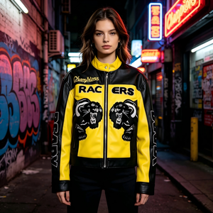 <span class=keywords><strong>Giacca</strong></span> da Moto <span class=keywords><strong>in</strong></span> <span class=keywords><strong>Pelle</strong></span> Retrò Personalizzata per <span class=keywords><strong>Donna</strong></span>, MOQ 10 Pezzi, OEM, <span class=keywords><strong>Giacca</strong></span> da Biker da Corsa con Toppe Ricamate, Abbigliamento Sportivo Vintage - Product Image 3