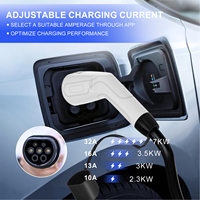 Chargeur EV portable de type 2, prise CEE 3 broches, ampérage réglable 10A/16A/20A/32A, 7kW avec voyant lumineux, chargeur de voiture