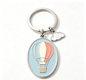 Porte-clés en métal émaillé avec logo personnalisé, ballon à air chaud, alliage de zinc, léger, cadeau pour mariage, Noël - Product Image 3