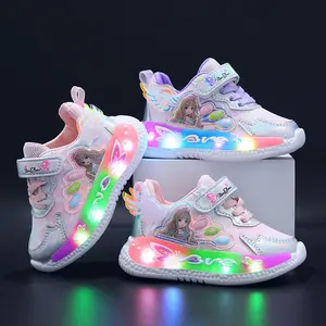 kids shoes running Children's cartoon princess soft sneakers 2024 breathable casual single shoes for girls