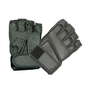 Gants d'entraînement en cuir SAIBRO à demi-doigts avec fermeture Velcro au poignet pour adultes pratiquant les arts martiaux - Product Image 2