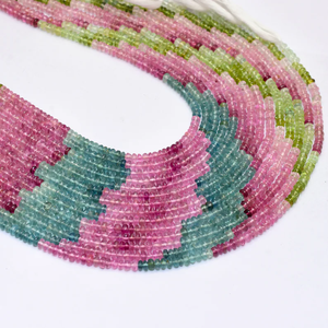 AAA + Calabar Mines Turmalina 4mm Smooth Rondelle Beads | Hilo de 14 pulgadas | Cuentas sueltas de piedras preciosas de turmalina múltiple natural - Product Image 2