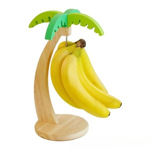 Support à bananes en bois pour la maison, le salon, le bureau, <span class=keywords><strong>rangement</strong></span> de fruits, support suspendu en bois massif avec crochet en forme de feuille, support vertical pour fruits - Product Image 2