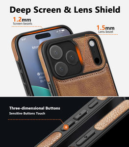 <span class=keywords><strong>Coque</strong></span> de téléphone portable antichoc en cuir de couture rétro pour <span class=keywords><strong>iPhone</strong></span> 17 Pro Max 16 15 Housse de luxe Funda - Product Image 5