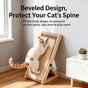 Installatievrij massief houten sisal opvouwbaar krabplank voor katten, verticaal aan de muur te bevestigen, slijtvast, zonder resten, krabmat voor katten - Product Image 2