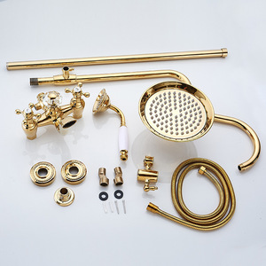LONGSTAR Ensemble de pommeau de <span class=keywords><strong>douche</strong></span> de luxe en laiton rétro léger Pomme de <span class=keywords><strong>douche</strong></span> pressurisée Appareil de bain - Product Image 3