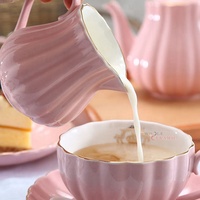Ensemble créatif de café en céramique, de bonne qualité, avec bordure dorée couleur bonbon, tasse, soucoupe, tasse à lait, bol de sucre, service à thé, 1 pièce