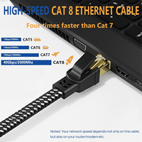 Cable Ethernet Cat 8 con Trenzado de Nailon, Cable de Red LAN, 40 Gbps, SFTP, RJ45, Plano, para Módem/Router/Juegos/PC