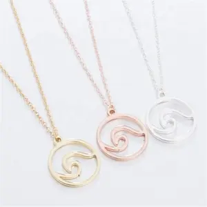 Yiwu Duoqu Stainless Steel Movie Element Trendy Ocean Life Waves Necklace Pendant with Chain Beach Nautical Surfing Pendant