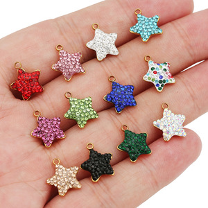Pendentif étoile en acier inoxydable avec strass, 12 couleurs, accessoire de bijoux DIY - Product Image 4