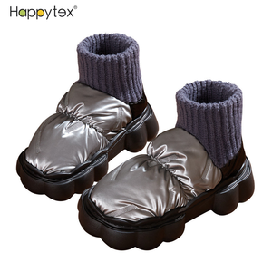 <span class=keywords><strong>2023</strong></span> chaud à la mode à l'extérieur chaud coton chaussures Stretch tricot gros talon cheville imperméable neige bottes femmes hommes bouffantes vers le bas bottes - Product Image 2