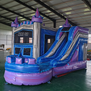 Castillo inflable combinado <span class=keywords><strong>con</strong></span> tobogán de agua y <span class=keywords><strong>piscina</strong></span> desmontable para alquilar, directo de fábrica. - Product Image 4