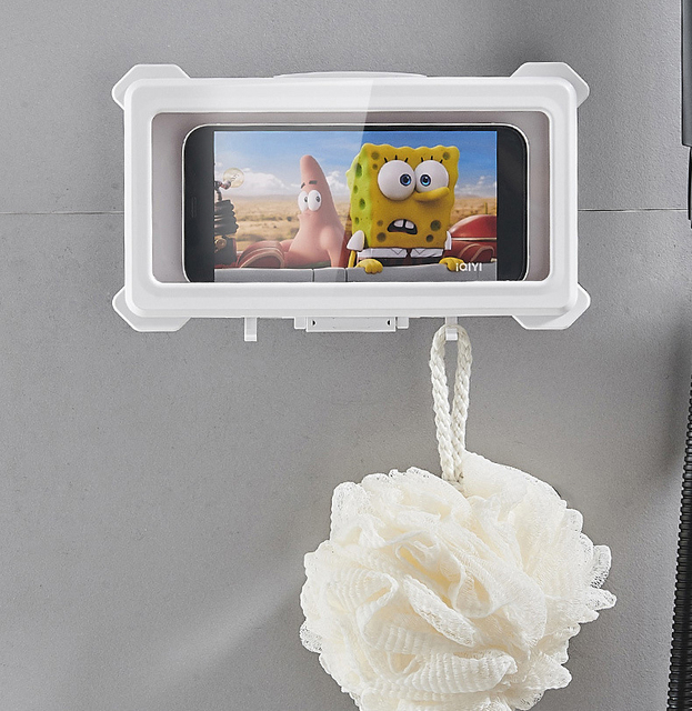 360 Degree Rotating Sensitive Touchscreen No Punching Waterproof Phone case Wall Mount Phone Holder for Bathroom and Kitchen