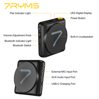 7RYMS WA1(SE) Amplifier Suara Portabel Warna Pink dengan Mikrofon Terintegrasi, Layar LED RGB, untuk Ponsel, Pesta, Pengajaran, Tur, Belanja