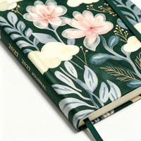 Journal personnalisé à couverture rigide A5 avec motif floral, bande élastique, marque-page en ruban, agenda annuel 2027