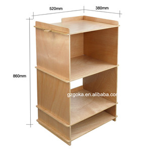 Support de tourne-disque fonctionnel 3 en 1 en contreplaqué GOKA avec rangement pour disques vinyles et <span class=keywords><strong>amplificateur</strong></span> intégré - Product Image 4