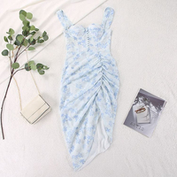 Robe longue d'été imprimée, style corset, sexy, froncée, à fente haute, coupe ajustée, pour les vacances et occasions formelles, personnalisation OEM prise en charge