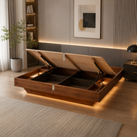 Lit mural minimaliste moderne avec rangement, lit flottant en bois massif pour petits appartements - Design écologique