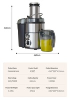Mond.uk 1000W Commerciële Centrifugaal Sapcentrifuge 85mm Brede Invoeropening Automatische RVS Fruitpers Machine voor Winkels