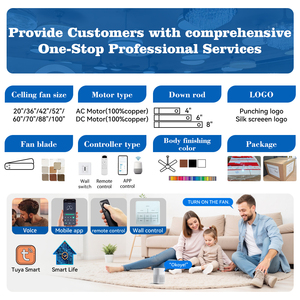 Ventilador de Techo con Luz <span class=keywords><strong>y</strong></span> Control Remoto, Motor DC sin Escobillas de Bajo Ruido, Aspas de ABS, Control Remoto, Ventilador de Techo LED con Luz - Product Image 3