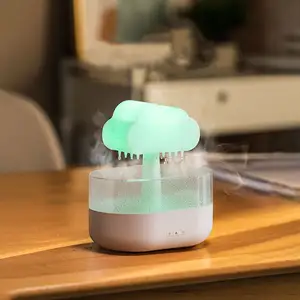 Độc đáo mô phỏng giọt mưa tạo độ ẩm không khí 2023 Sản phẩm mới 7 màu sắc LED đèn siêu âm mưa đám mây hương thơm khuếch tán độ ẩm