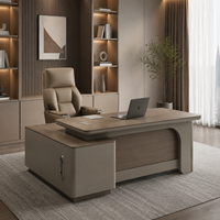 Bureau de direction contemporain avec armoire latérale, table de luxe pour PDG, mobilier de bureau personnalisé, vente en gros d'usine