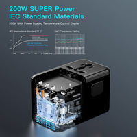 Adaptateur de voyage universel GaN 200W, compatible avec plusieurs pays, prise de voyage à charge rapide