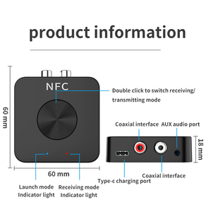 Adaptador Receptor de Audio <span class=keywords><strong>Bluetooth</strong></span> NFC 5.0, Extensor Inalámbrico <span class=keywords><strong>Bluetooth</strong></span> HiFi con <span class=keywords><strong>RCA</strong></span> de 3.5mm AUX para TV, Hogar y Estéreo de Auto - Product Image 2
