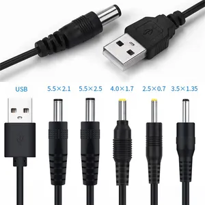 USB A Male to DC Power supply Cable 5.5 2.1 2.0 0.6 2.5 3.5 1.35 4.0 1.7 5.5 2.5mm USB to DC Plug extension cable connector cord