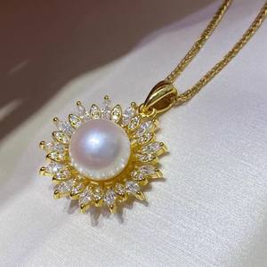 Pendentif en argent S925 31354DIY avec perles de 8-10 mm, porte-écharpe féminin, cache-cernes, accessoires de mode pour colliers, perles DIY - Product Image 2