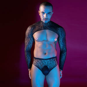 9131, ropa de red Sexy para hombres europeos americanos, ropa de actuación para club nocturno, Bar, perspectiva de lluvia oportuna, modelo masculino Sexy - Product Image 4